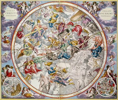 Mappa delle costellazioni cristiane come raffigurate da Julius Schiller, da 